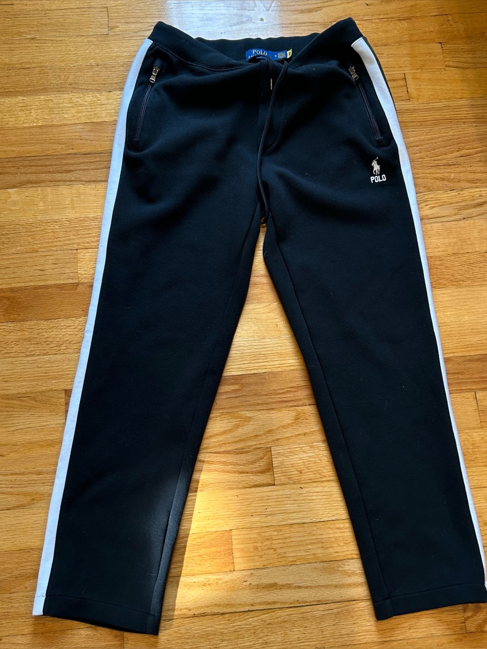 Polo by Ralph Lauren Black Sweatpants with White Side Stripes